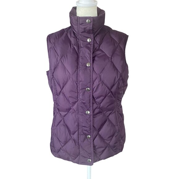 Lands' End women's purple snap sleeveless collared purple puffer vest XS 2-4 - Picture 2 of 9